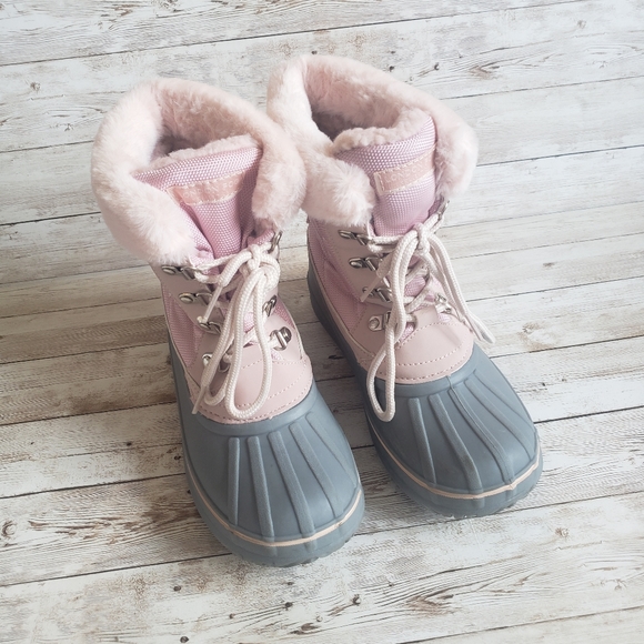 London Fog Lace-Up Quilted Snow Boots. Big Girls size 3. Pink - Picture 1 of 7